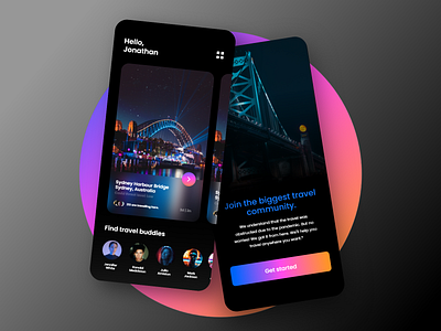 Travel community app design app best shot color pallete colors colorscheme community design gradient ios minimalism travel travelapp travelling ui uiux userexperience userinterface ux