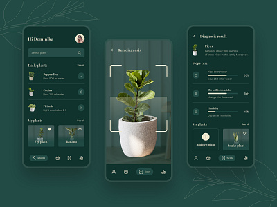 Plants care mobile app application ui clean concept dark ui design design app figma green light ui minimal mobile mobileapp mobileappdesign plant plants plants app simple typogaphy ui ux