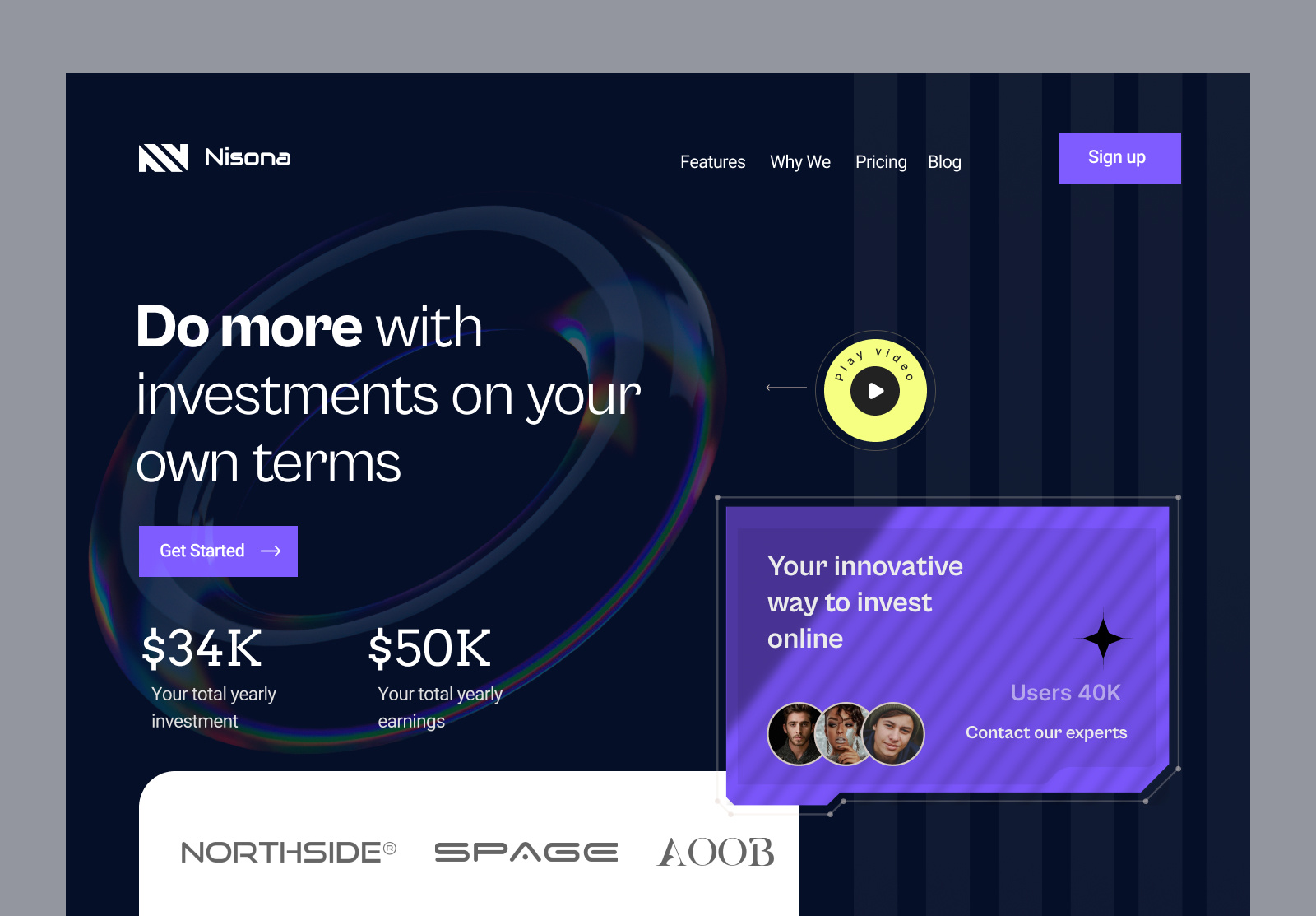 Investment Header 2022 bank branding crypto dark design designsupply header illustration logo piqo trend ui uiux ux wallet