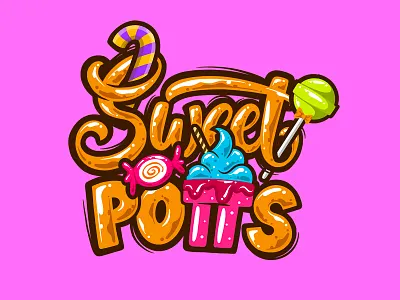 Sweet Spot candy candys colorful graffiti graffiti font handwriting lettering lettering art lettering logo merch pink potts sweet