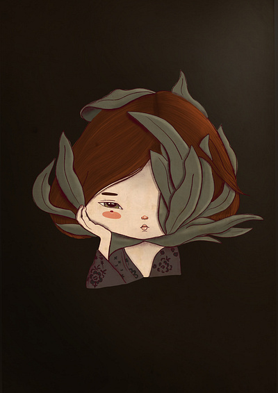 Head plant dari rojas darianoski digitalart digitalillustration girl head illustration lowbrow lowbrowart plants procreate woman woman illustration