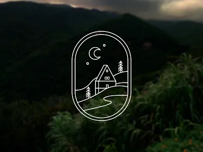 Line Art brand brandauxin branding custom logo design flat flat design hill icon illustration line art logo logo minimal modern modernism moon night tree typography vector