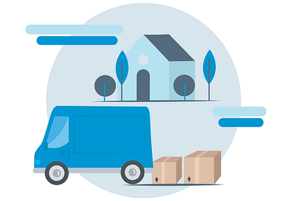 Moving design house illustration moving van vector