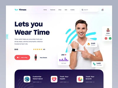 Smartwatch Landing page apple watch clock ecommerce fitness gadgets galaxy watch gear hand watch health tracker homepage landing page luxury watches mockup smart device smartwatch watchface web design website website design wristbands