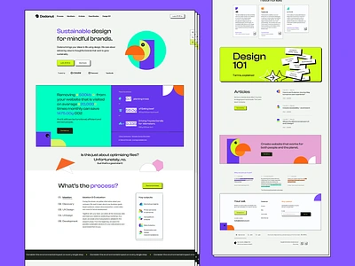 Dodonut - Sustainable design for mindful brands | Neubrutalism agency website bright colors clean design flat design flat illustration homepage illustration landing page neo brutalism neobrutalism neubrutalism old website pastel retro sustainable brand ux website