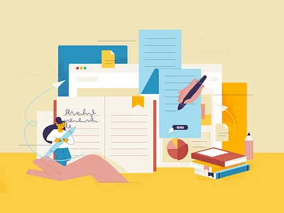 Illustration for Wattpad books design document flat illustration linear publish ui ux wattpad website words write writing app