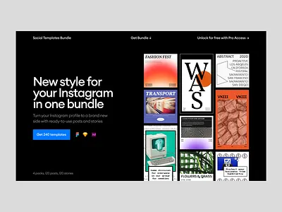 Social Bundle 🔥 application bundle colorful craftwork design instagram instagram post instagram stories landing posts product social stories template ui vector web website