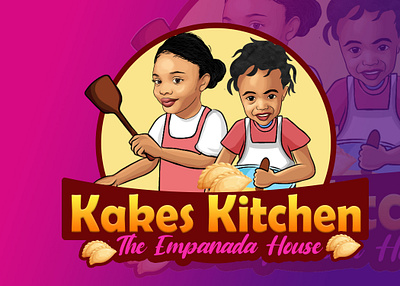 Kakes Kitchen logo avatar branding business cartoon cartoon portrait design empanadas illustration kitchen mascotlogo portrait restaurants vector