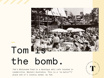 Tom's Wholesome Food - intro ui webdesign website