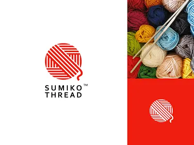 Sumiko Thread clean icon japan letter lines logo red round s simple sun thread