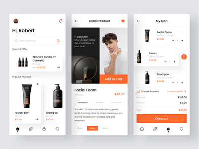 Skincare Store Mobile Apps appdesign cleandesign facial minimalist modern skincare uidesign user interface userinterface