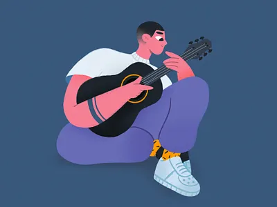 GUITARIST boy character colors design guitar guitarist guitars hair hairstyle illustration musician noise sneaker tattoo