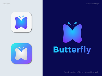 Letter M + Butterfly abstract app brand brand identity butterflies butterfly creative flat design illustration letter logomark logotype m logo minimal modern sky skype