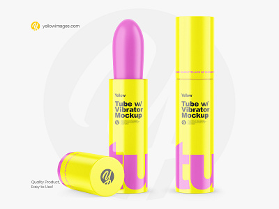 Glossy Tube with Vibrator Mockup 18 plus adult brand branding dildo joy mock up mock up mockup package packaging pleasure sex sex shop sex toy sexshop toy tube vibrator yellow images