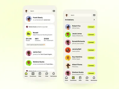 Mobile feed exploration clean feed flat list minimal profile ui ux