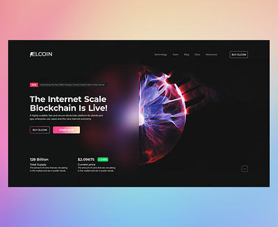 Elcoin - Website Hero Exploration blockchain clean ui coin crypto crypto currency crypto exchange crypto wallet dark design exchange trade trend ui web design