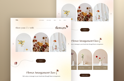 Flower Shop Landing Page concept ecommerce elegant experience floral florist website flowers minimal minimalistic pastels service ui design uiux web design website women