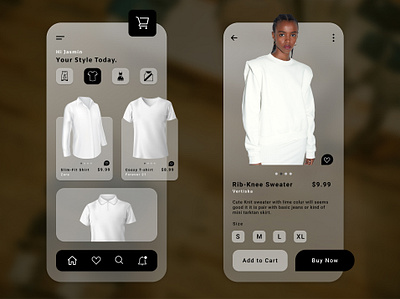 Fashion App app design clothes clothing app fashion fashion app fashion design glassmorphism minimal mobile app design uiux