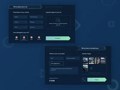 Calculator/form pop-up for car towing service calculator calculator design calculator ui clean dark theme ui dropdown ui form gradient photo upload popup web webdesign