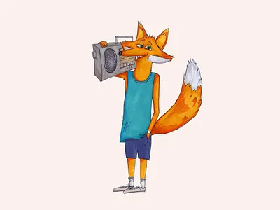 Stereo Fox alcohol markers animals character design fox graphic design hand drawn illustration sketch