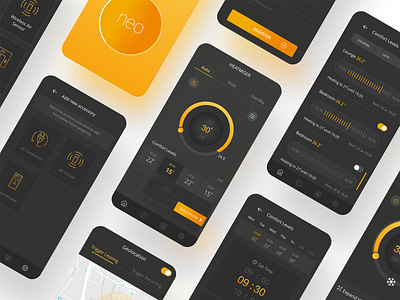 Heatmiser black grey icon interaction interaction design internet of things internetofthings iot iot app iot development orange smart app smart home smart home app smarthome user experience user experience design user interface user interface design yellow