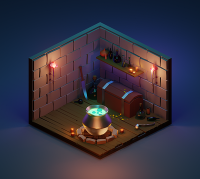 witch's lair art illustration blender3d blender3dart design illustration lowpoly lowpolyart