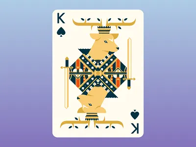 Quinn the Fox Playing Cards: King of Spades animals cards color colour cool cute deer flat design geometric illustration king of spades nature playing cards stag