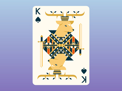 Quinn the Fox Playing Cards: King of Spades animals cards color colour cool cute deer flat design geometric illustration king of spades nature playing cards stag