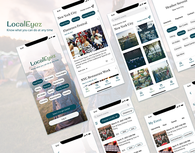 UI Design of a local events-finding app branding mobile app ui design