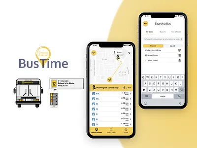 BusTime: UX/UI Design of a Public Transportation App logo mobile app ui design ux design