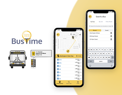 BusTime: UX/UI Design of a Public Transportation App logo mobile app ui design ux design