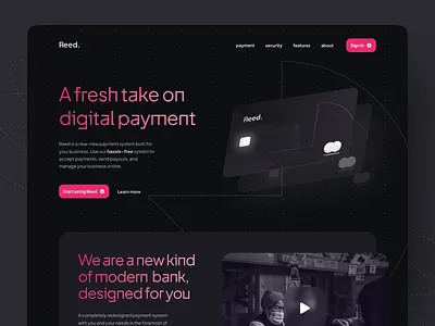 Reed - Digital Payment Hero Section clean dark ui design minimal saas saas design saas landing page ui uiux
