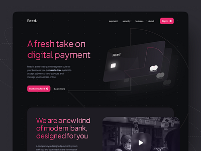 Reed - Digital Payment Hero Section clean dark ui design minimal saas saas design saas landing page ui uiux