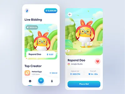 NFT Marketplace Mobile App app bidding buying coin crypto crypto marketplace game marketplace mobile nft trade ui