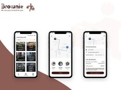 Brownie: UX/UI Design of an Errand-Running App mobile app ui design ux design