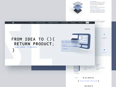 Personal website for IT specialist 3d clean design developer portfolio landing landing page ui landingpage layout personal website portfolio real project ui web webdesign website