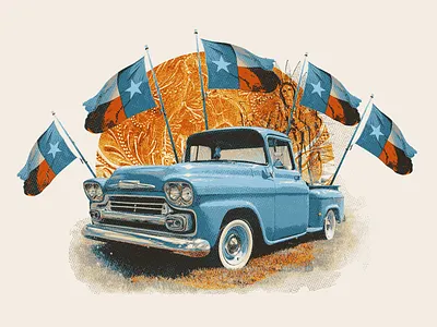Threads of Texas: Die-hard Texans editorial illustration texas