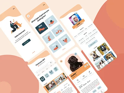 BFF - Pet adoption app animal app design dog icon illustration pet adoption pets ui ux
