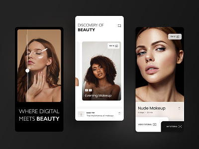 Beauty AR Guided Tutorials ai app beauty design make up mobile motion graphics tutorial ui ux