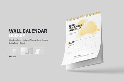 Wall Calendar Mockup 3d calendar design graphic mock up mock up mock ups mockup mockups presentation psdmockup spiral wall