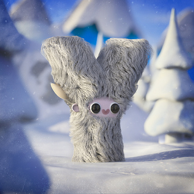 Y is for Yeti 36days 36daysoftype 36daysoftype08 3d 3d art animal c4d cgi cinema4d cute cute animal fur illustration nft nftart redshift redshift3d render snow yeti