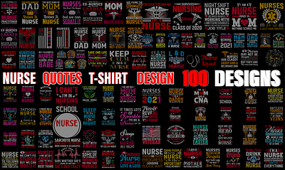 Nurse Quotes T-Shirt Design Bundle design nurse nurse t shirt design tshirt tshirt design typography