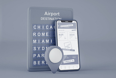 Smartphone with Airport Board Mockup abstract clean device display laptop mac macbook mockup phone phone mockup presentation realistic simple smartphone theme ui ux web webpage website