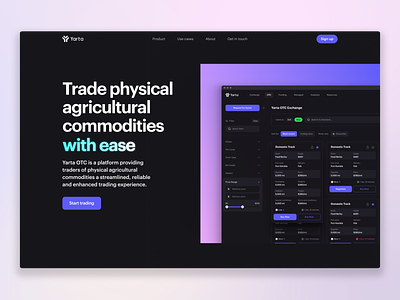 Agricultural Commodity Trading - Landing Page Design animation clean commodity dark landing page hero trading ui ux vivid motion web design