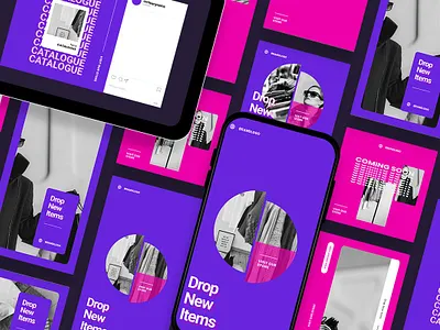 Iconic Neon Fashion Instagram Posts & Stories blog blogger branading design iconic instagram banner instagram post instagram posts instagram stories instagram story template modern neon post posts social media social media pack social media template stories story template