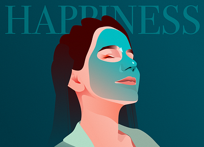 Emotions Happiness blue character design desktop digital face fasemask gradients illustration mask noise portrait poster poster art scincare selfportrait series turquoise ui vector