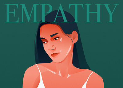 Emotions. Empathy art branding colors compassion design digital emotion empathy face feelings green illustration portrait poster selfportrait series woman