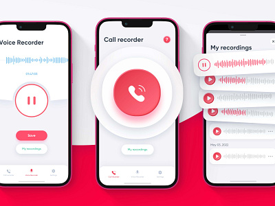 Call recorder app app app store apple application apps aso branding call design graphic design illustration interface iphone minimal mobile rec recorder ui ux vector