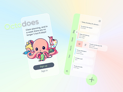 Octodoes | ToDo | iOS concept concept design glassmorphism ios mobile mobile design todo todo app todolist ui ui design ux