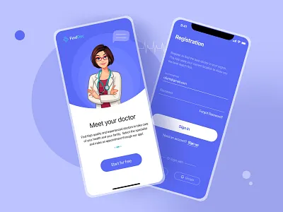 Medical Mobile App "Find your doctor nearby" doctor app hospital medical app mobile app mobile app design mobile ui